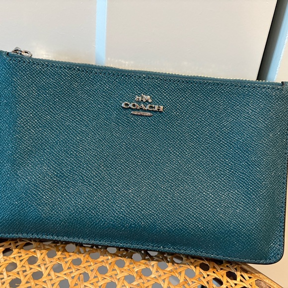 Coach Handbags - Coach Turquoise Leather Pouch